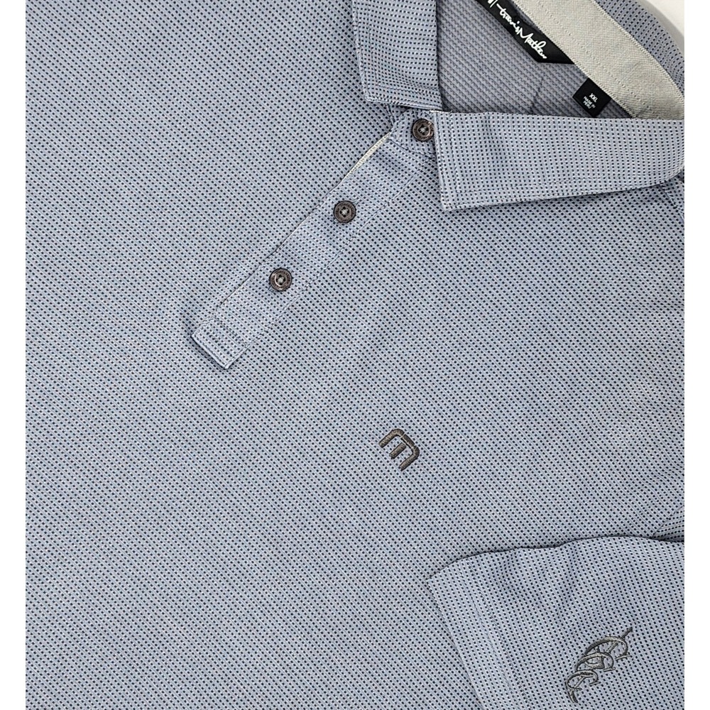 Travis Mathew Men's XXL 2XL Gray w/Micro Dot AOP Short Sleeve Polo Golf EUC logo